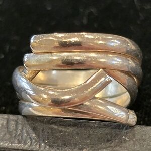 Sterling Silver Modernist Intertwined Wide Band Ring sz 5.5